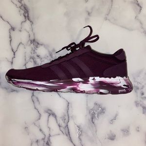 Dark purple adidas tennis shoes